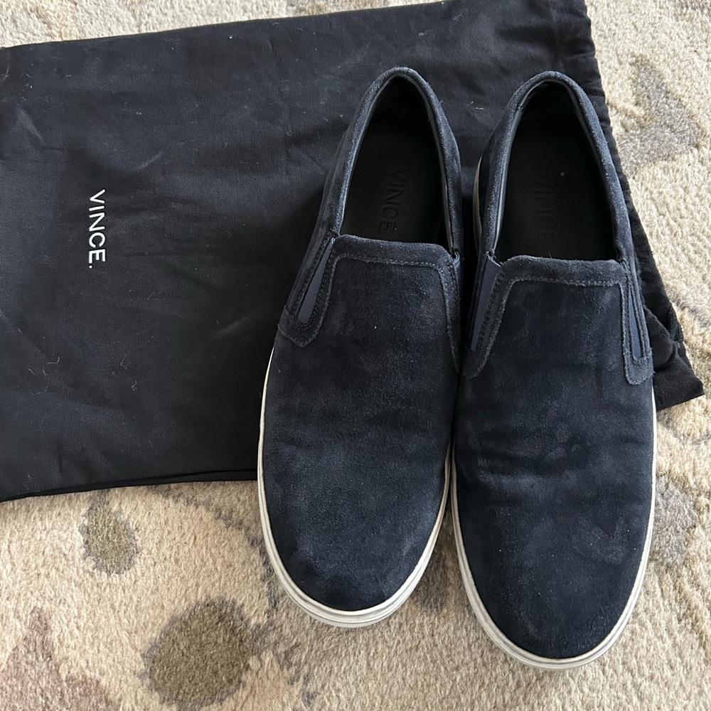 Vince navy suede slip on shoes, Men’s 10